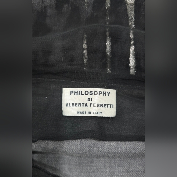 Philosophy Di Alberta Ferretti Black & Silver Metallic Animal Print Dress.Size 6 - Picture 5 of 7